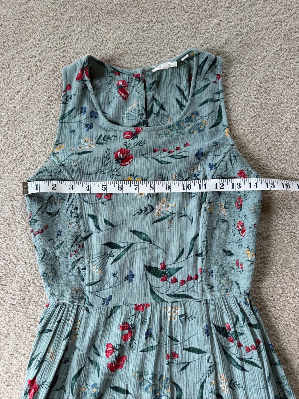 Fat Face Dress Floral Sleeveless Light Teal Blue Stretch Medium - Picture 11 of 13